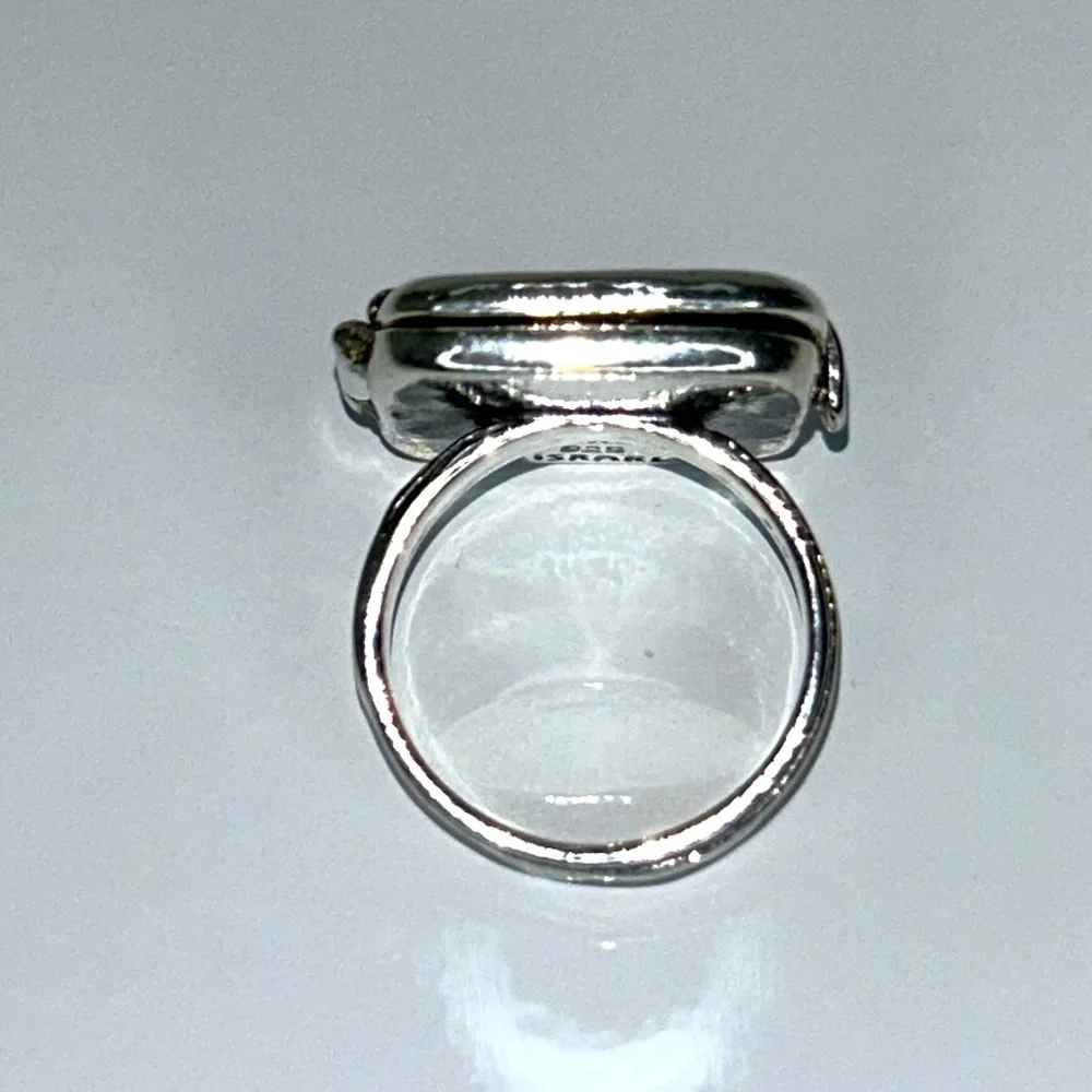 NWOT Passage to Israel Sterling Silver Genuine Blue Topaz Evil Eye Locket Ring